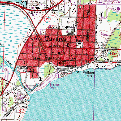 Topographic Map of Lake County Court House, FL