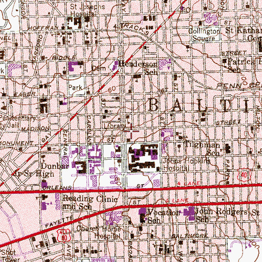 Topographic Map of Broadway Research Building, MD