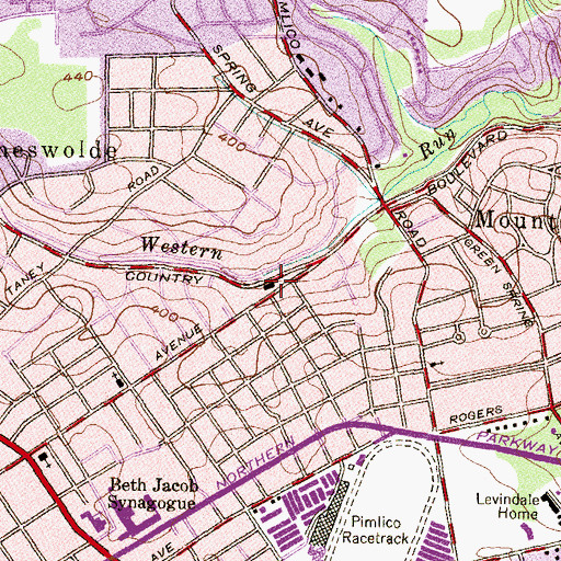 Topographic Map of Baltimore City Fire Station 1, MD