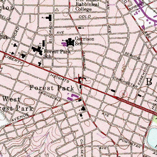 Topographic Map of Baltimore City Fire Department - Marion Bascom Senior Fire Station, MD