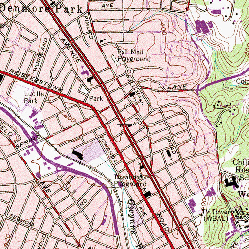 Topographic Map of Baltimore City Fire Station 4, MD
