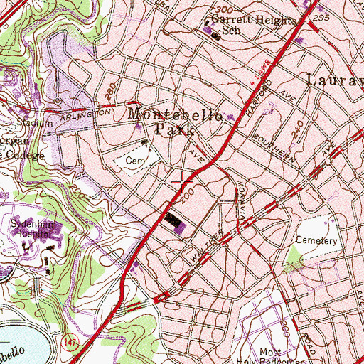 Topographic Map of Baltimore City Fire Station 11, MD