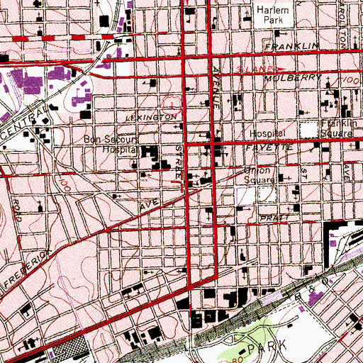Topographic Map of Baltimore City Fire Station 18, MD