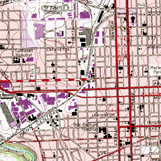 Topographic Map of Baltimore City Fire Station 19, MD