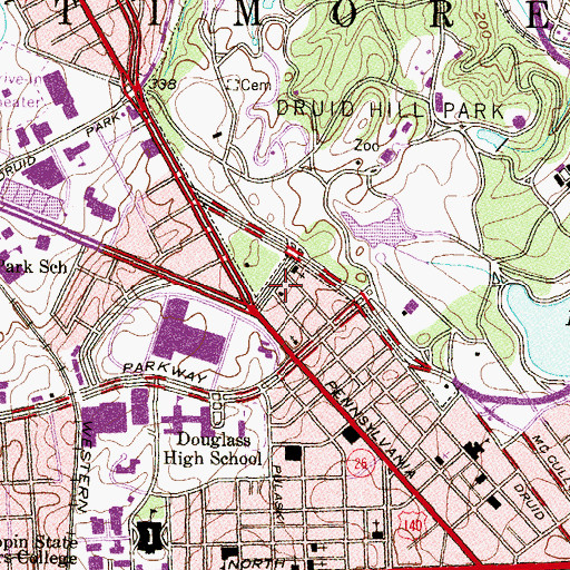 Topographic Map of Baltimore City Fire Station 52, MD