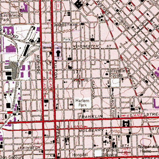 Topographic Map of Baltimore City Fire Station 8, MD