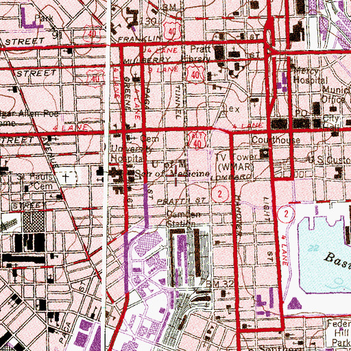 Topographic Map of Baltimore City Fire Station 23, MD