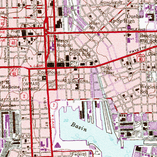 Topographic Map of Baltimore Fire Station 26, MD