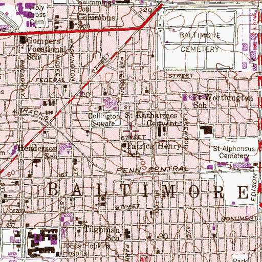 Topographic Map of Baltimore City Fire Station 27, MD