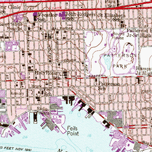 Topographic Map of Baltimore City Fire Station 28, MD