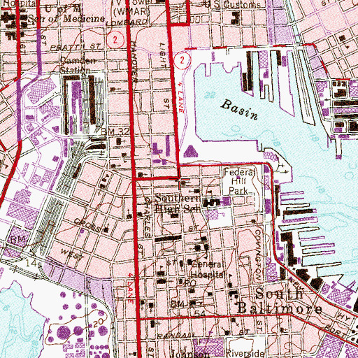Topographic Map of Baltimore City Fire Station 33, MD