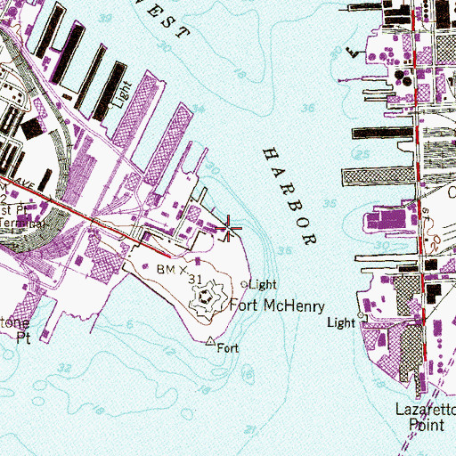 Topographic Map of Baltimore City Fire Station 36, MD