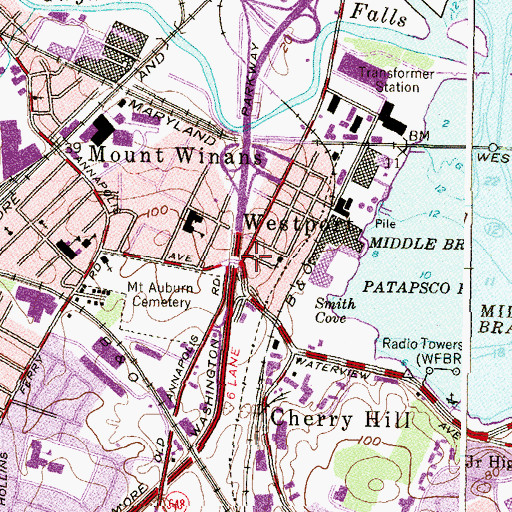 Topographic Map of Baltimore City Fire Station 37, MD
