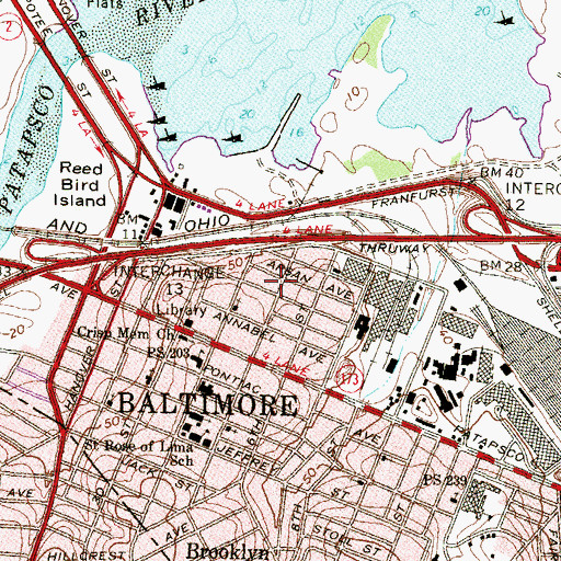 Topographic Map of Baltimore City Fire Station 38 Engine 35, MD