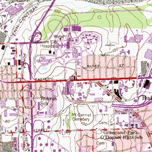 Topographic Map of Baltimore City Fire Station 40, MD