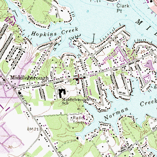 Topographic Map of Hope Evagelical Lutheran Church, MD