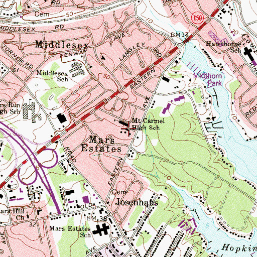 Topographic Map of Our Lady of Mount Carmel Church, MD
