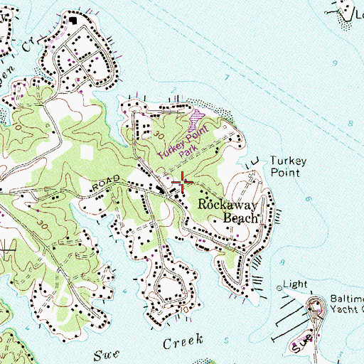 Topographic Map of Rockaway Beach Volunteer Fire Company Station 24, MD