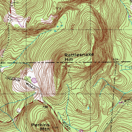 Topographic Map of Rattlesnake Hill, CT