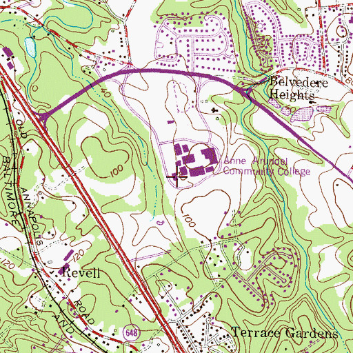 Topographic Map of Pascal Center For Performing Arts, MD