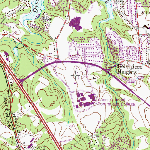 Topographic Map of Brown Baseball Field, MD