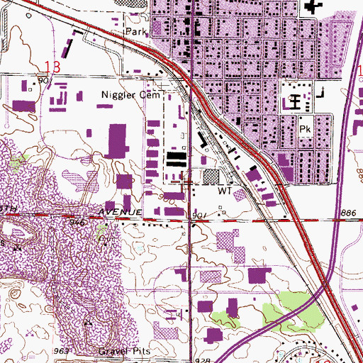 Topographic Map of Brooklyn and Maple Grove Union Cemetery, MN