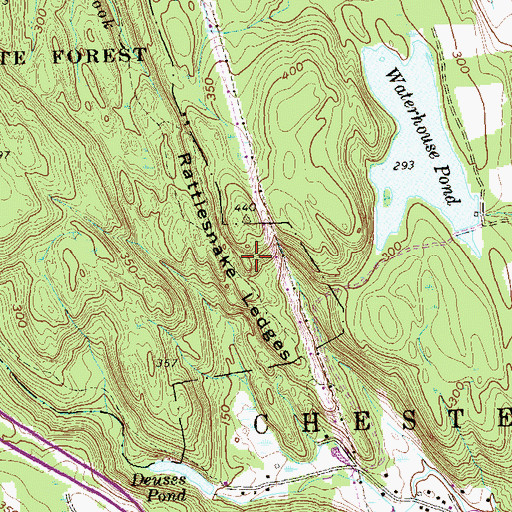 Topographic Map of Rattlesnake Ledges, CT