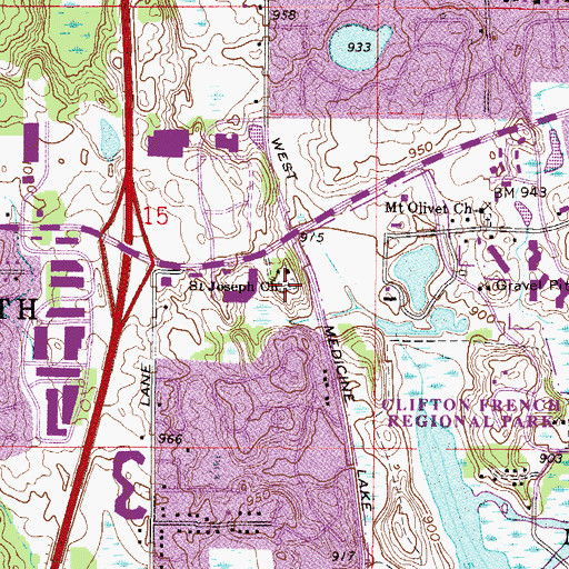 Topographic Map of Saint Joseph Catholic Cemetery, MN