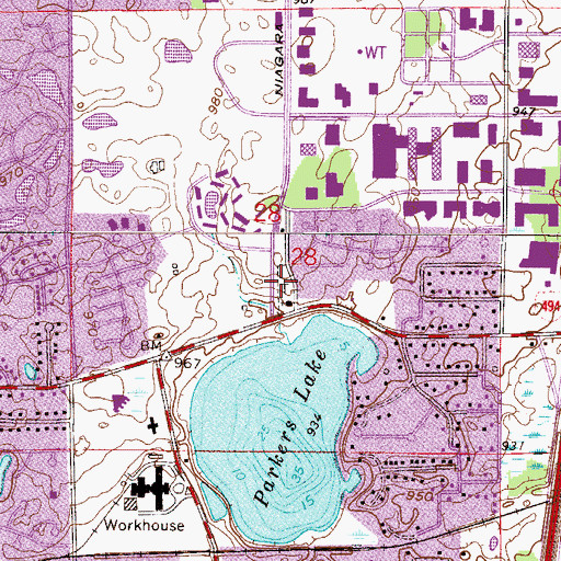 Topographic Map of Parkers Lake Cemetery, MN