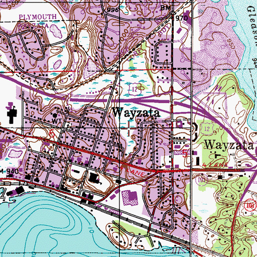 Topographic Map of Wyzata Post Office (historical), MN