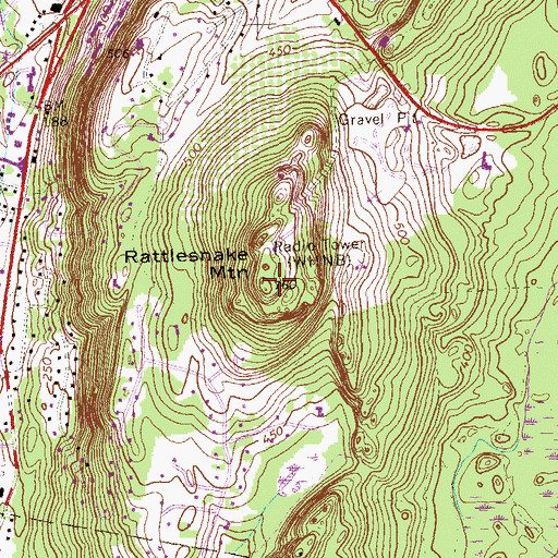 Topographic Map of Rattlesnake Mountain, CT