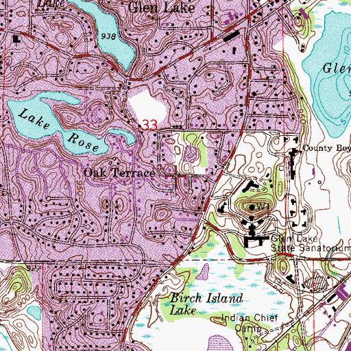 Topographic Map of Oak Terrace Post Office (historical), MN