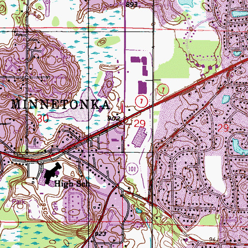 Topographic Map of Minnetonka Post Office (historical), MN