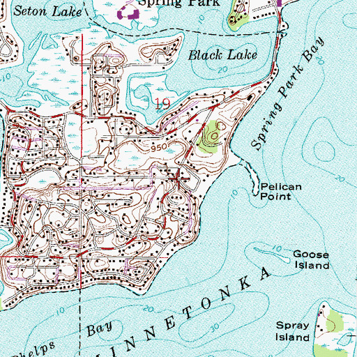 Topographic Map of Island Park Post Office (historical), MN