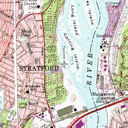 Topographic Map of Raven Stream, CT