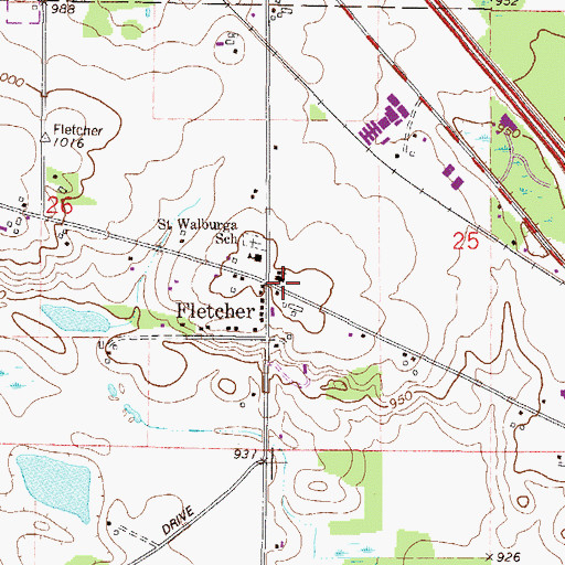 Topographic Map of Fletcher Post Office (historical), MN