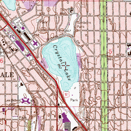 Topographic Map of Crystal Lake Post Office (historical), MN