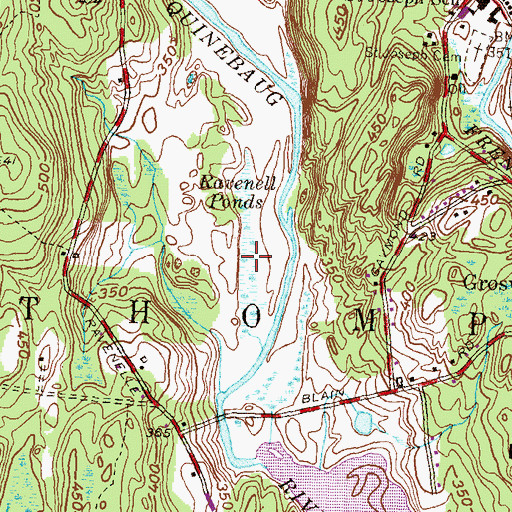 Topographic Map of Ravenell Ponds, CT