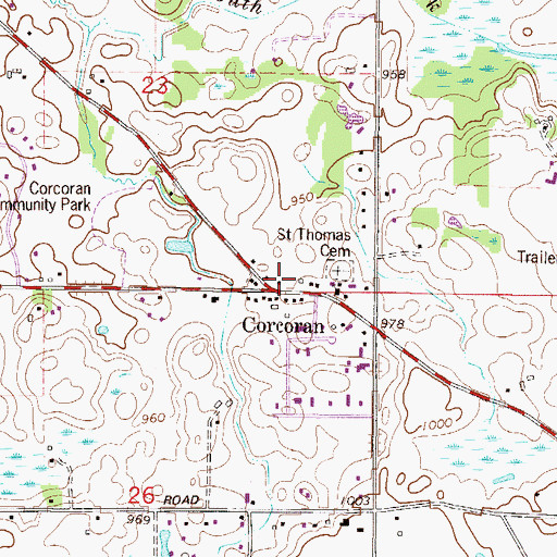 Topographic Map of Corcoran Post Office (historical), MN