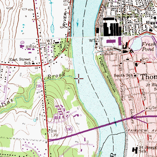 Topographic Map of Rawlins Brook, CT