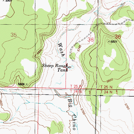 Topographic Map of Sheep Ranch Tank, AZ