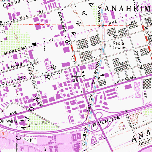 Topographic Map of Anaheim Fire Department Station 5, CA