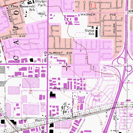 Topographic Map of Anaheim Fire Department Station 7, CA