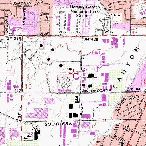 Topographic Map of Brea Fire Department Station 1, CA
