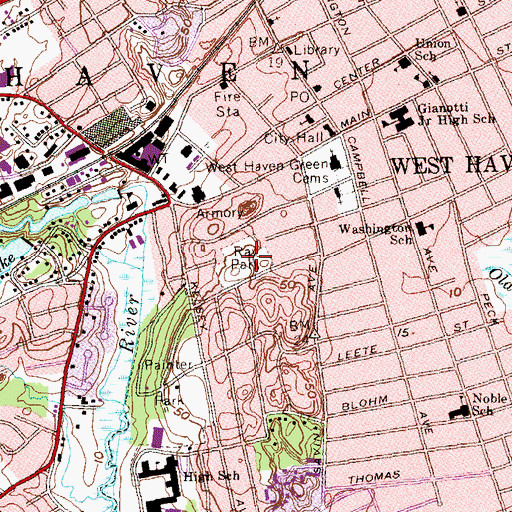 Topographic Map of Ray Park, CT
