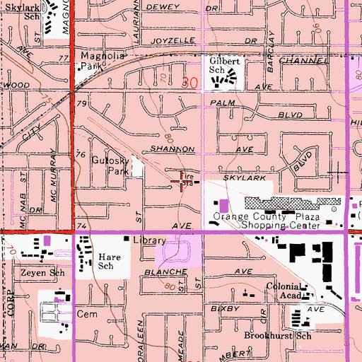 Topographic Map of Garden Grove Fire Department Station 2, CA