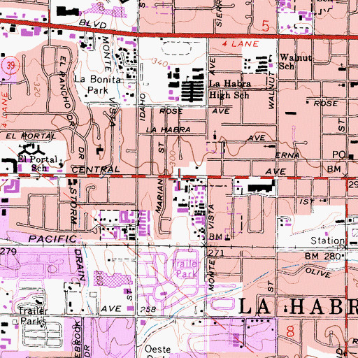 Topographic Map of Los Angeles County Fire Department Station 191, CA