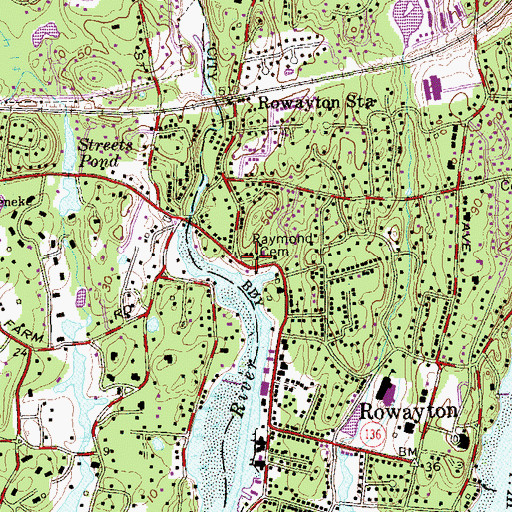 Topographic Map of Raymond Cemetery, CT