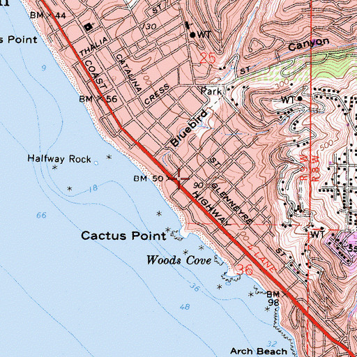 Topographic Map of Laguna Beach Fire Department Station 2, CA