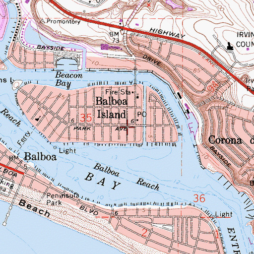 Topographic Map of Newport Beach Fire Department Station 4, CA